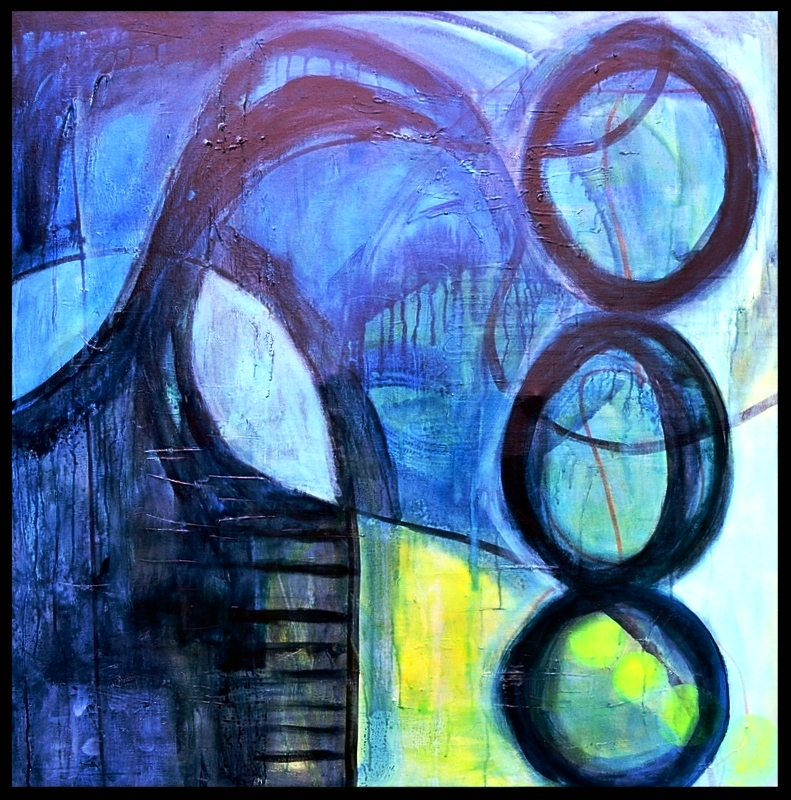 Maleri - THREE BLUE CIRCLES